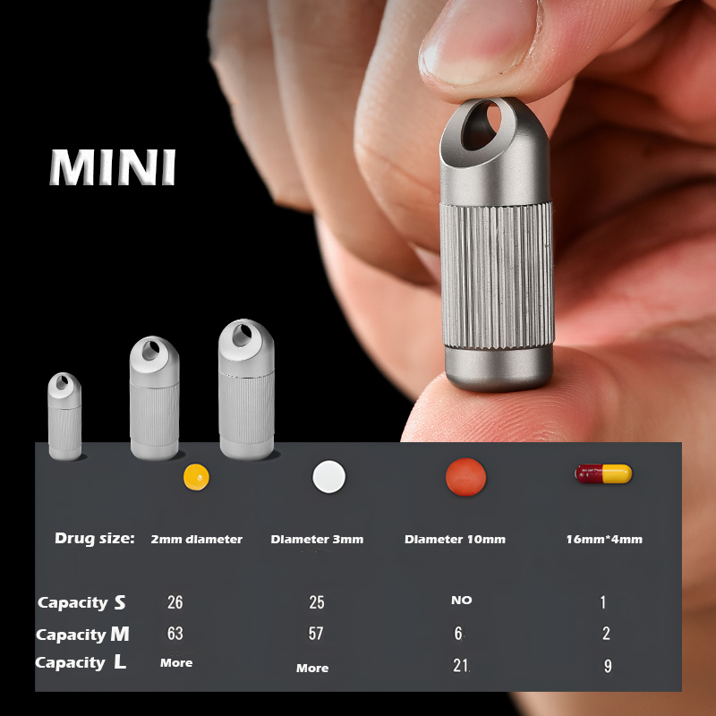 Food Storage Metal Box - Titanium Alloy MINI Pill Box Waterproof