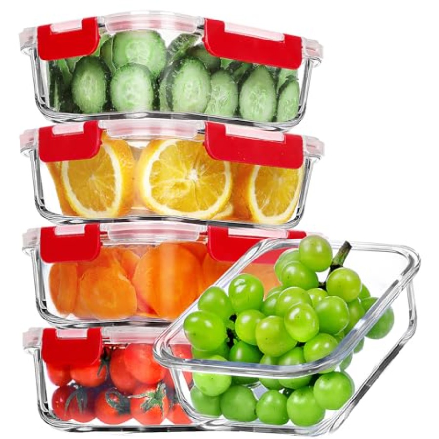Food Storage Glass Set - 5 Pack 36 OZ Glass Meal