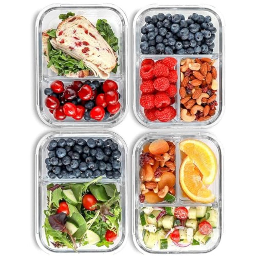 Food Storage Glass Set - Glass Meal Prep Containers, 2 3