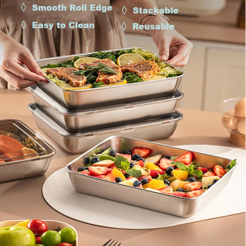 Food Storage Warehouse - 3pcs Stainless Steel Food Containers &