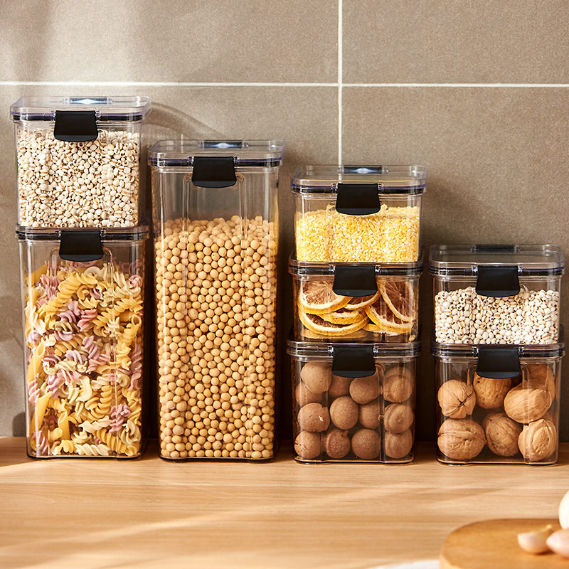 Food Storage Dispenser - Sealed Jars Kitchen Grain Storage Organizer