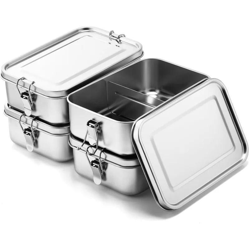 Food Storage Metal Box - 304 Stainless Steel 1200/2400ml Lunch Box