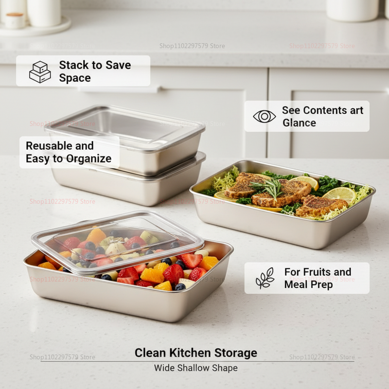 Food Storage In Stainless Steel - Plate Stainless Steel Food Container with
