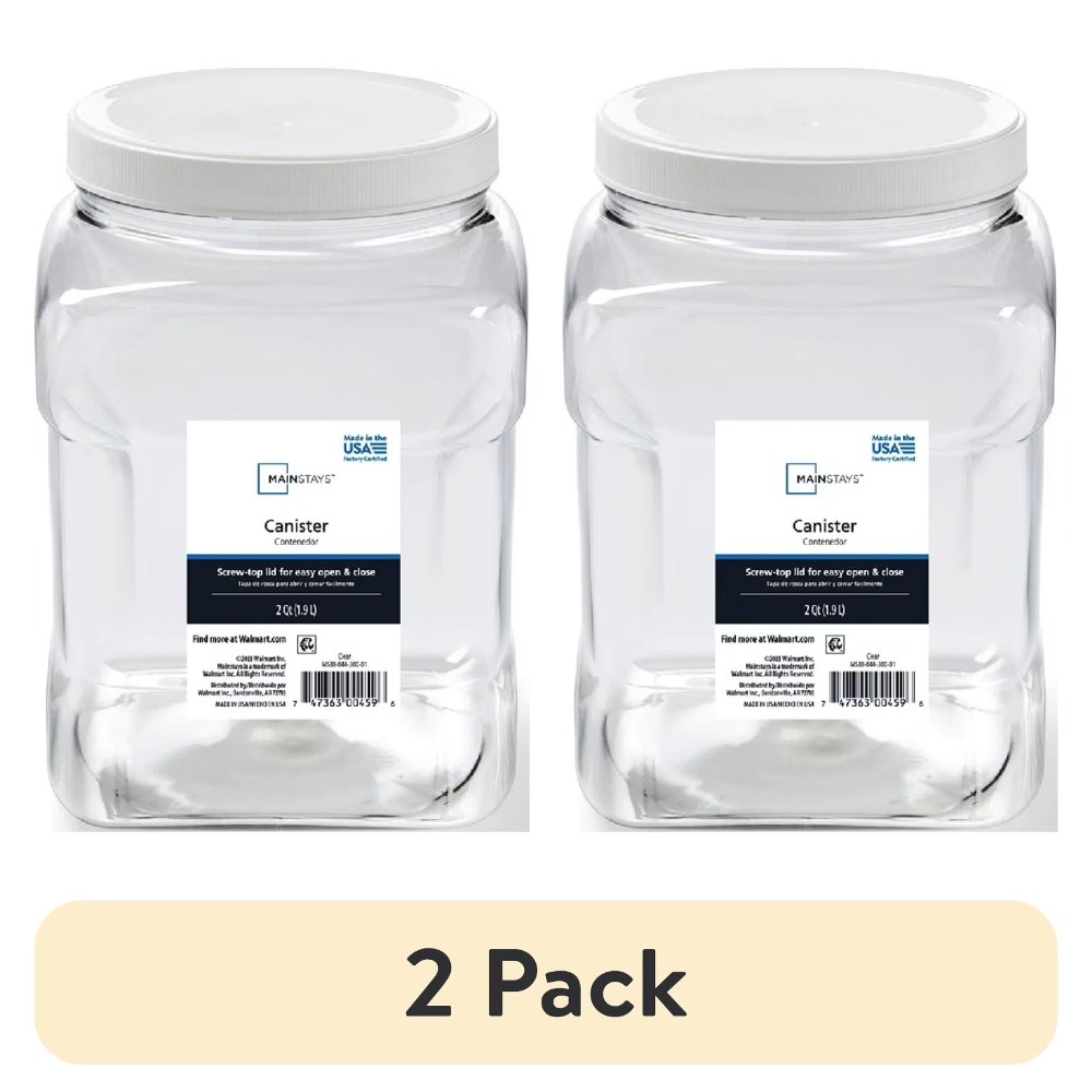 Food Storage Large Plastic Containers - 2-Pack Extra Large 4 Quart Clear