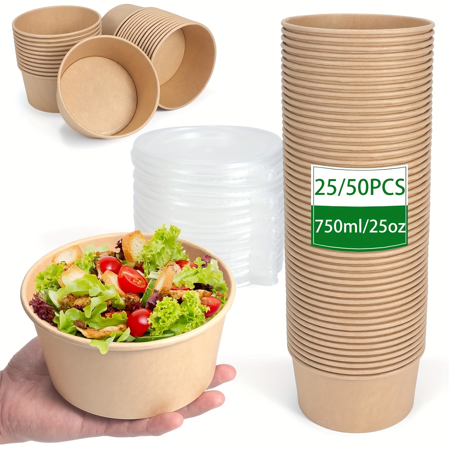 Food Storage Warehouse - 25Oz/750Ml 25/50 Pack Paper Bowls with