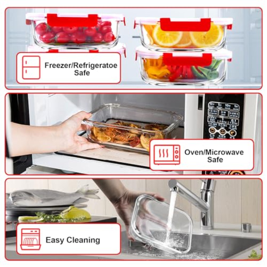 5 Pack 36 OZ Glass Meal Prep C - Food Storage Glass Set 리뷰 및 가격