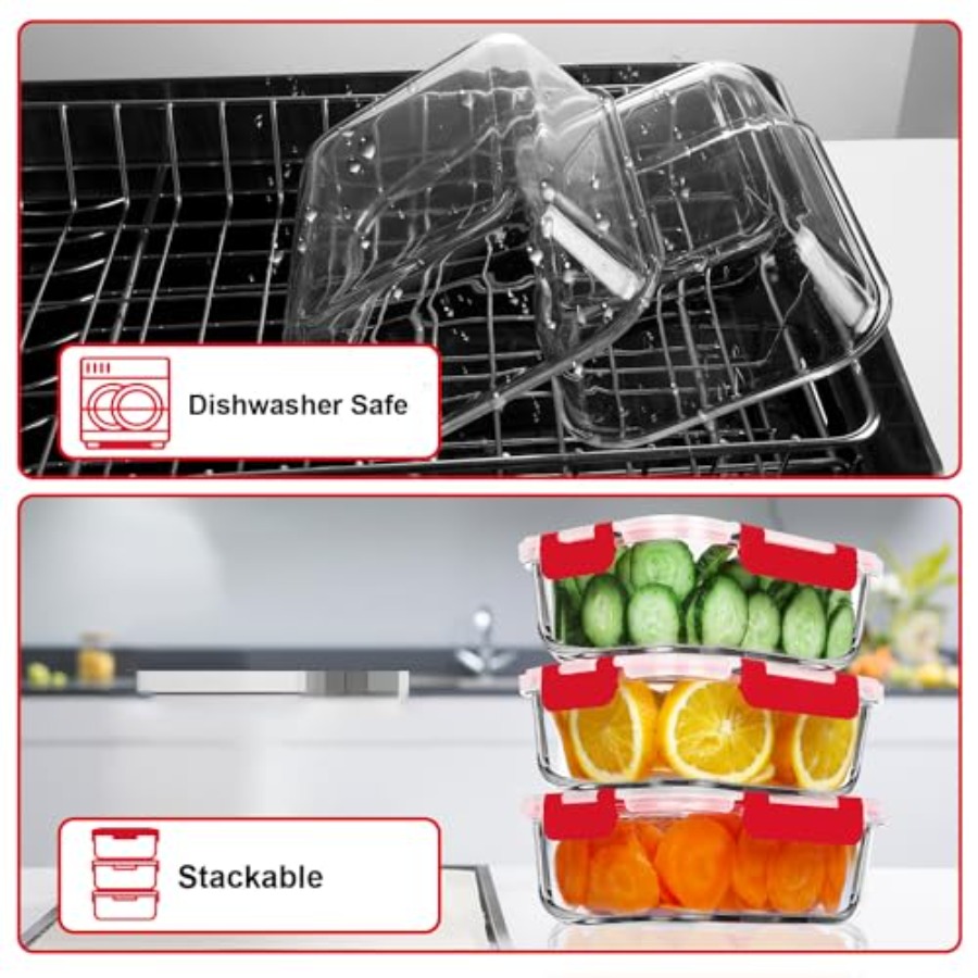5 Pack 36 OZ Glass Meal Prep C - Food Storage Glass Set 리뷰 및 가격