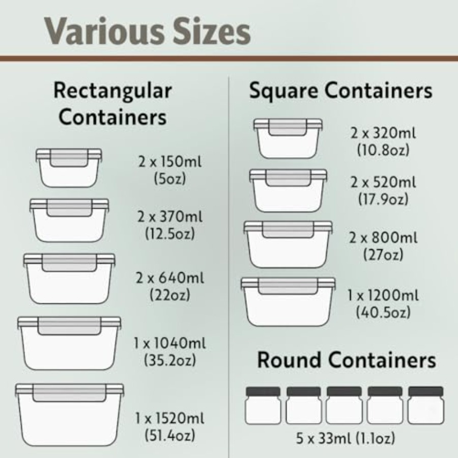 40pc Set Glass Food Storage Co - Food Storage Glass Set 리뷰 및 가격
