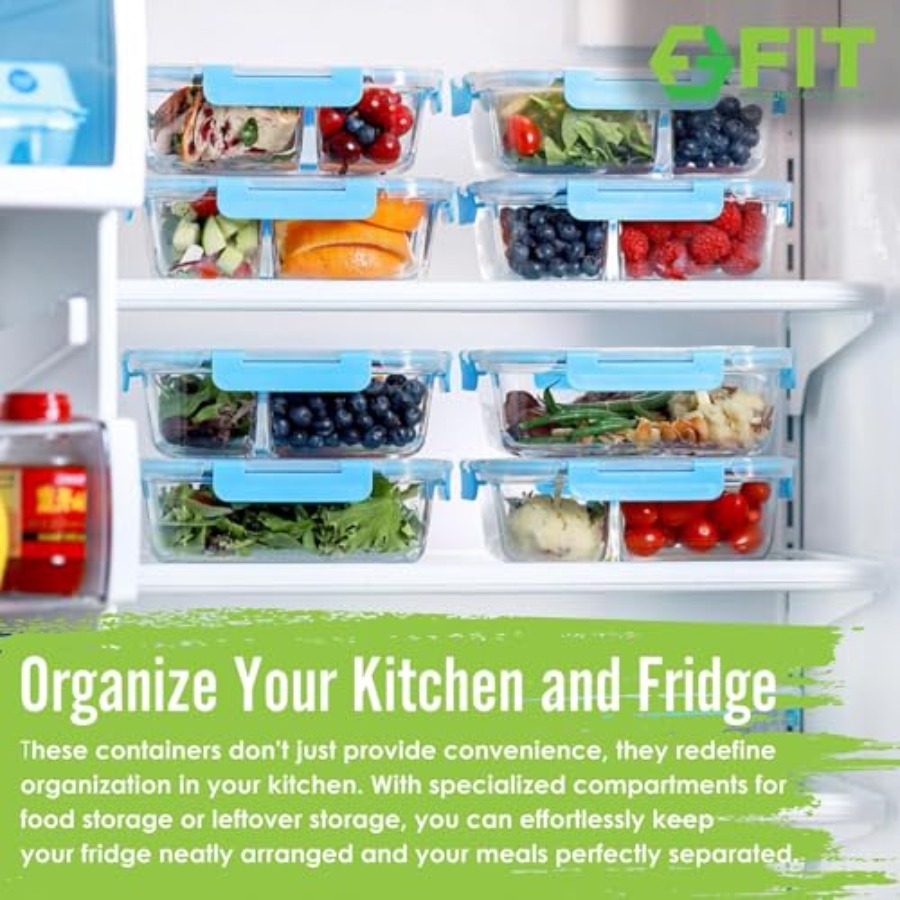 Glass Meal Prep Containers, 2  - Food Storage Glass Set 리뷰 및 가격