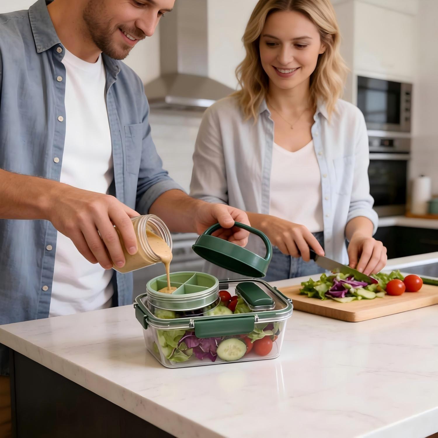 Portable Salad Bowl with Side  - Food Storage Vegetables 리뷰 및 가격
