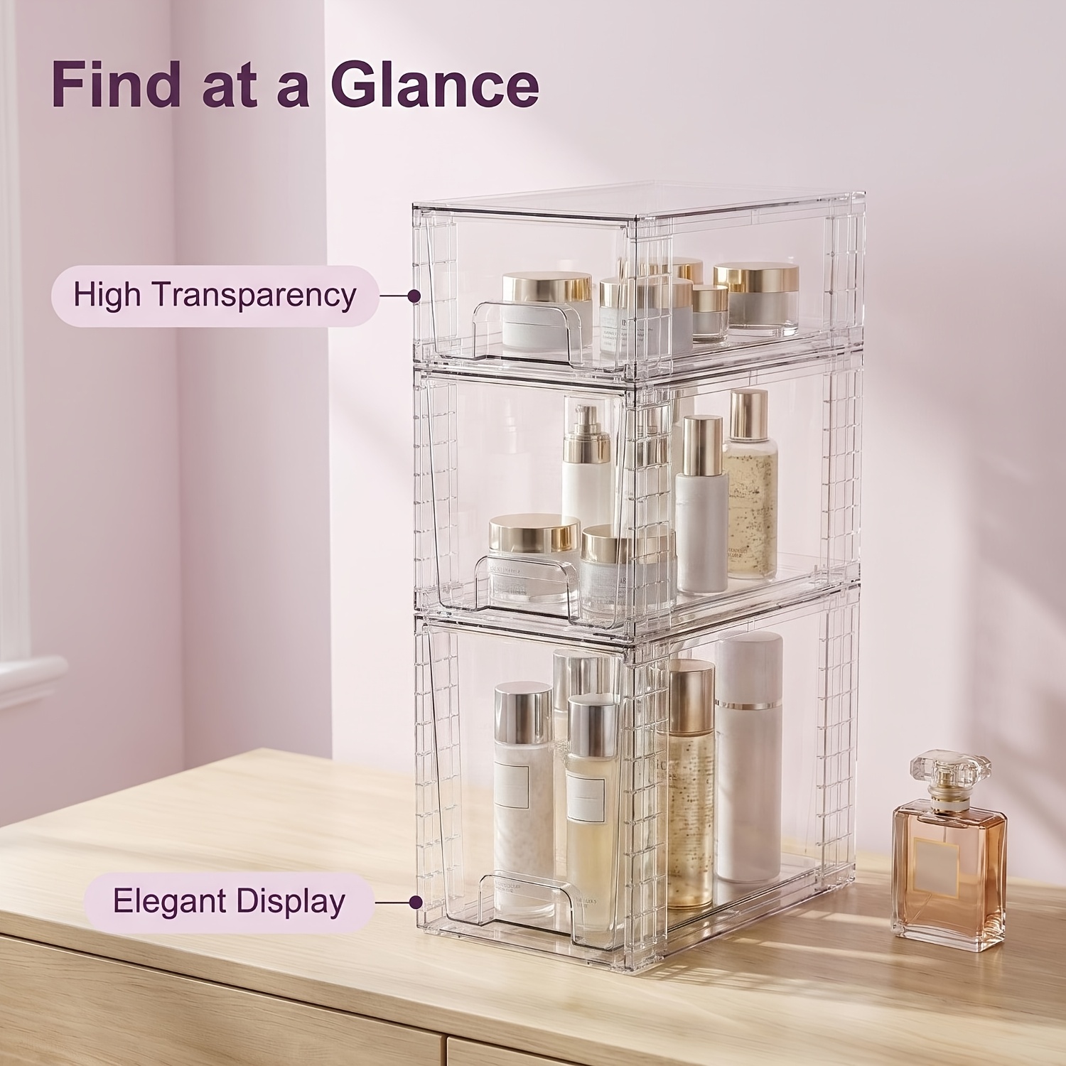 3-Piece Clear Stackable Drawer - Food Storage Drawers 리뷰 및 가격