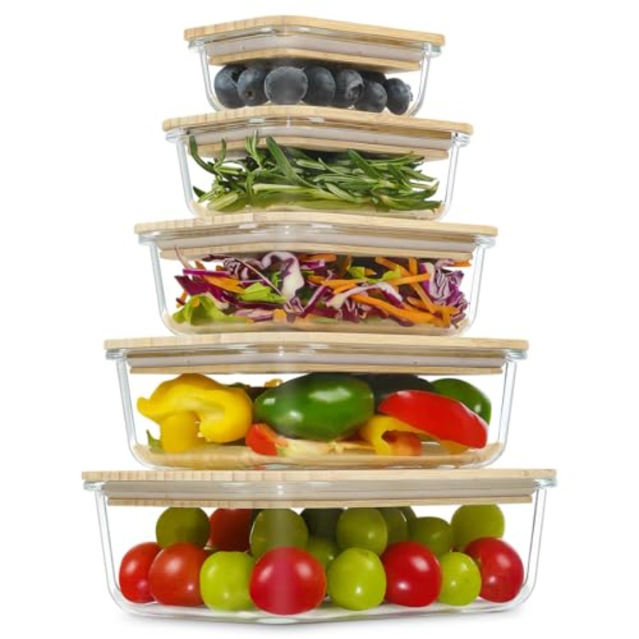 Glass Containers with Bamboo L - Food Storage Glass Set 리뷰 및 가격