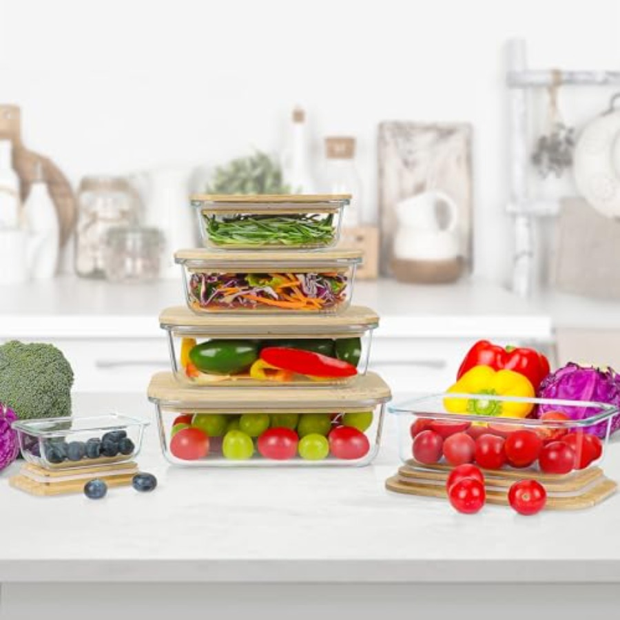 Glass Containers with Bamboo L - Food Storage Glass Set 리뷰 및 가격