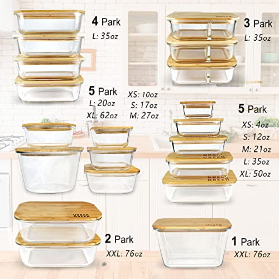 Glass Containers with Bamboo L - Food Storage Glass Set 리뷰 및 가격