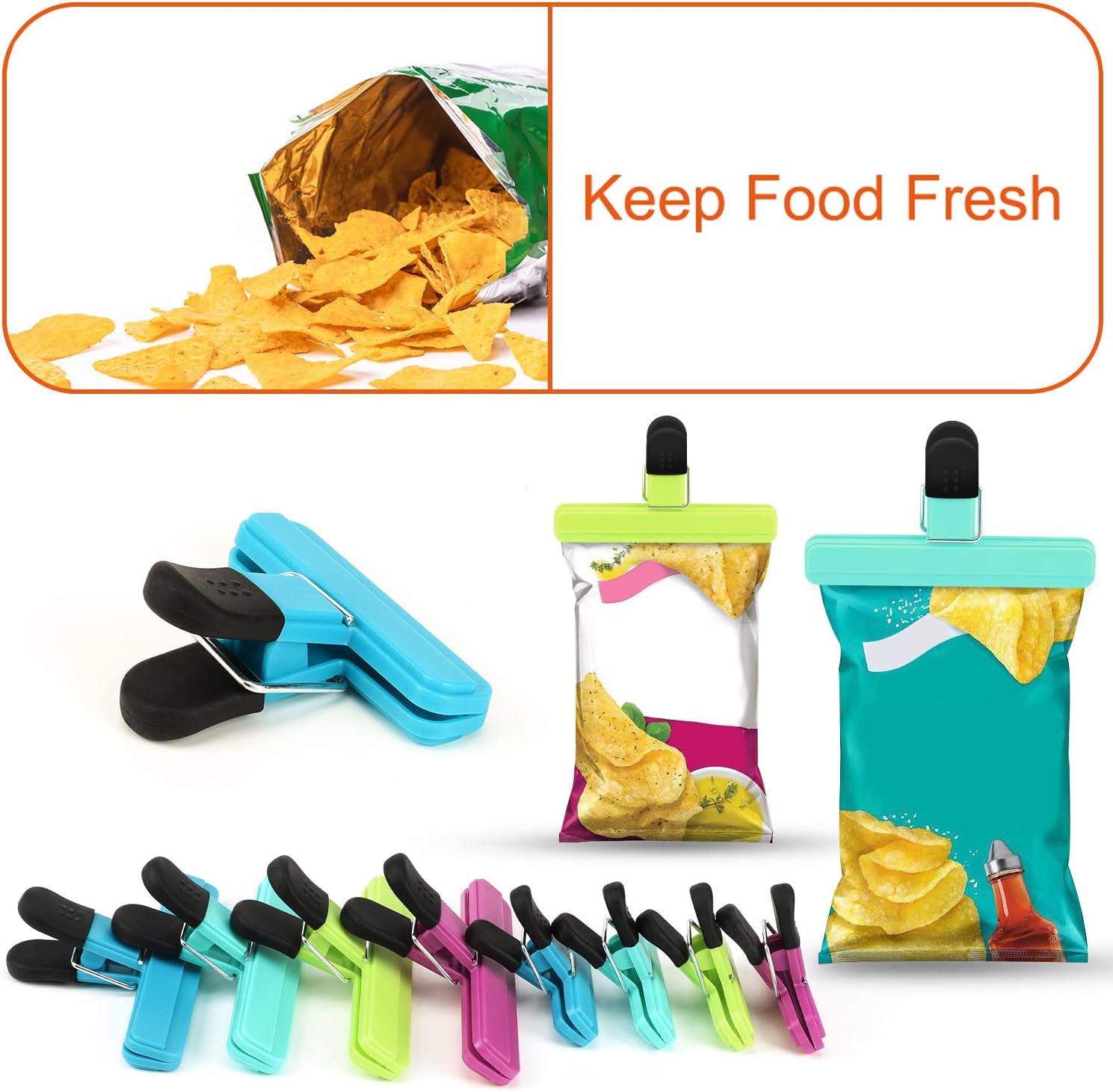 Chip Clips, 8 Pack Food Clips, - Food Storage Bag 리뷰 및 가격