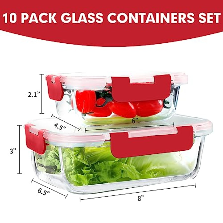 10Pack Glass Meal Prep Contain - Food Storage Glass Set 리뷰 및 가격