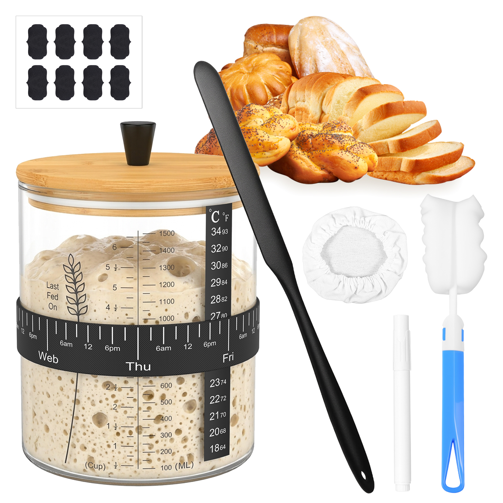 1500/900ml Sourdough Starter J - Food Storage Glass Set 리뷰 및 가격