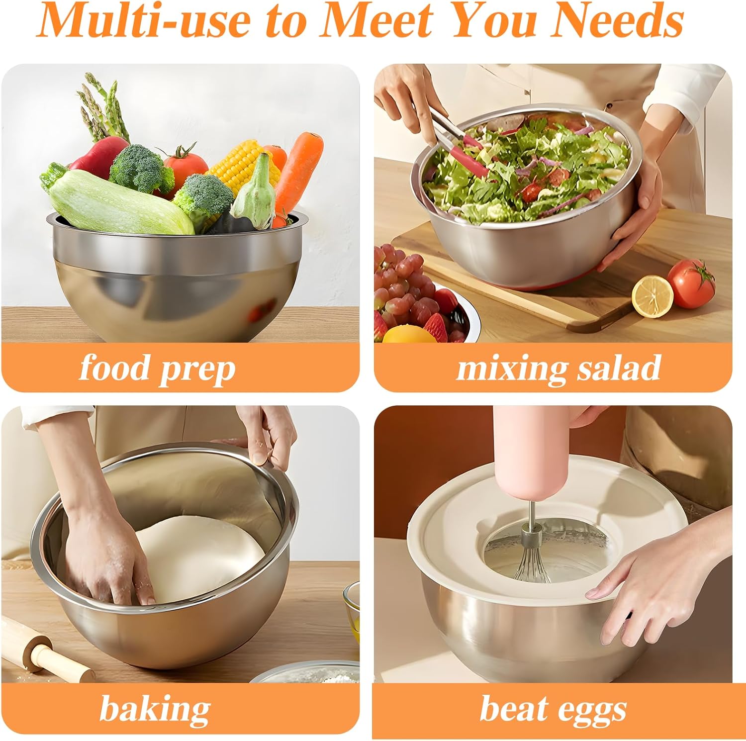 Mixing Bowls with Lids Set 6PC - Food Storage In Stainless Steel 리뷰 및 가격