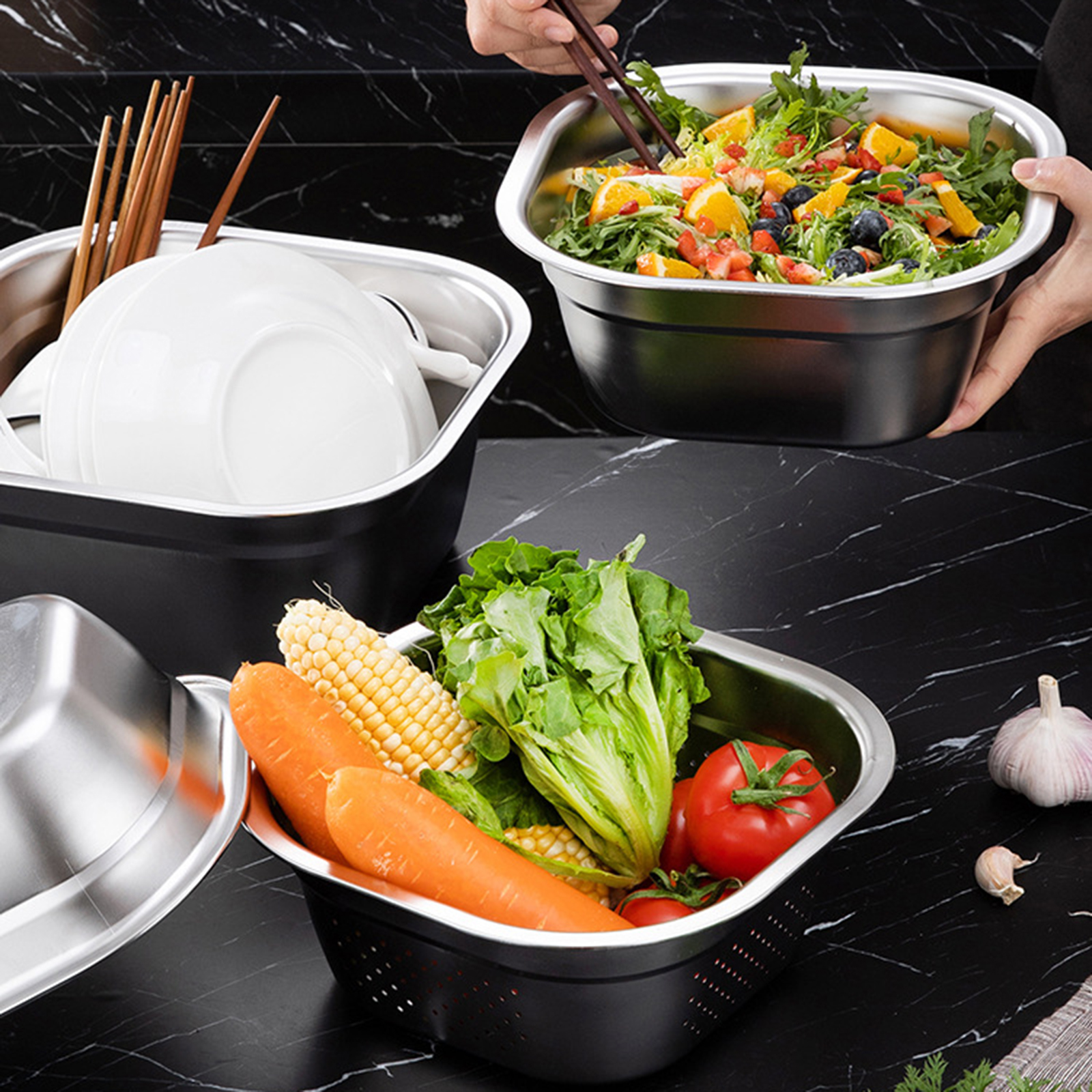 Stainless Steel Square Basin V - Food Storage In Stainless Steel 리뷰 및 가격