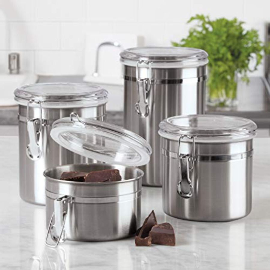 Set of 4 Stainless Steel Kitch - Food Storage In Stainless Steel 리뷰 및 가격