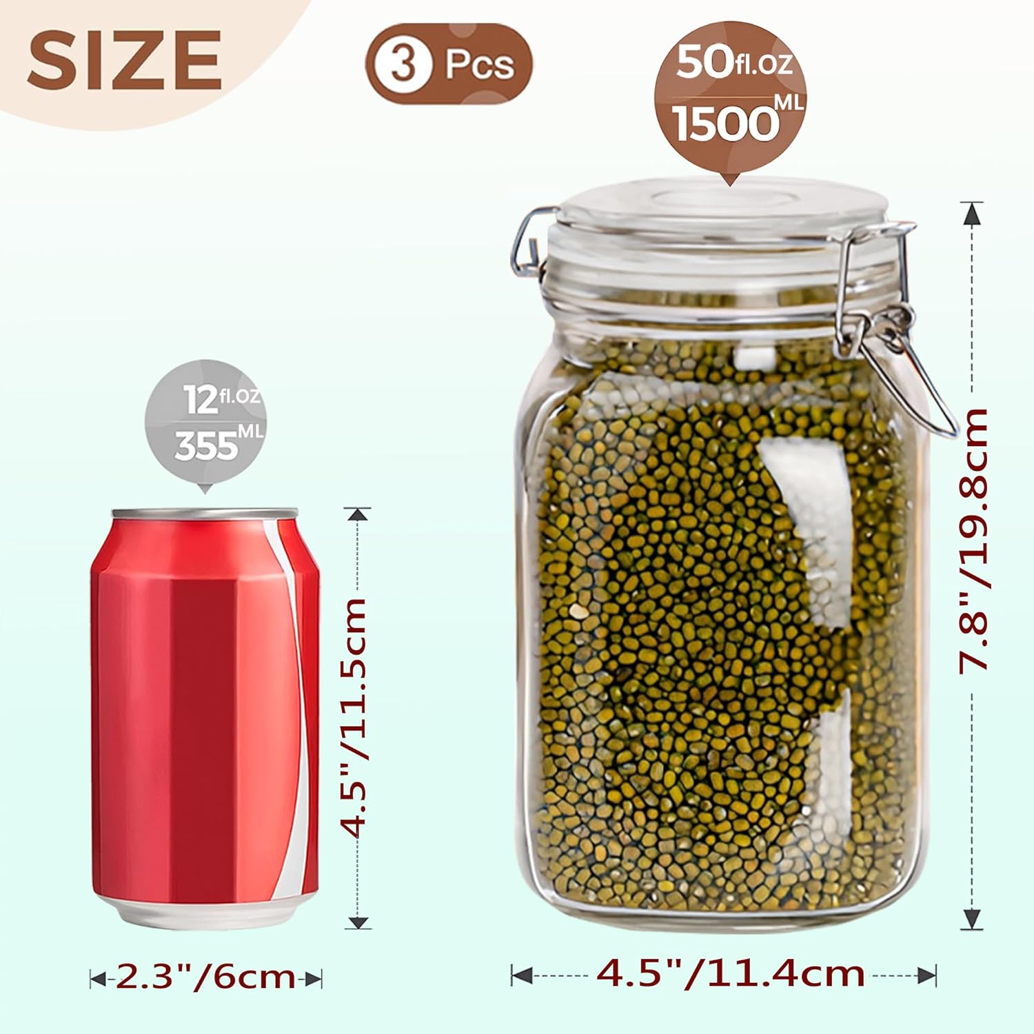 Clear Food Storage Jars 50oz S - Food Storage Glass Set 리뷰 및 가격