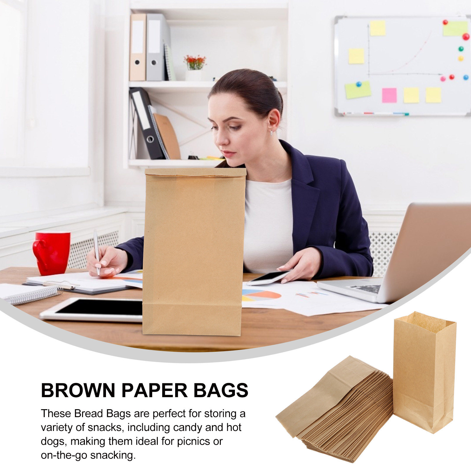 50Pcs Brown Paper Bakery Bags  - Food Storage Bag 리뷰 및 가격