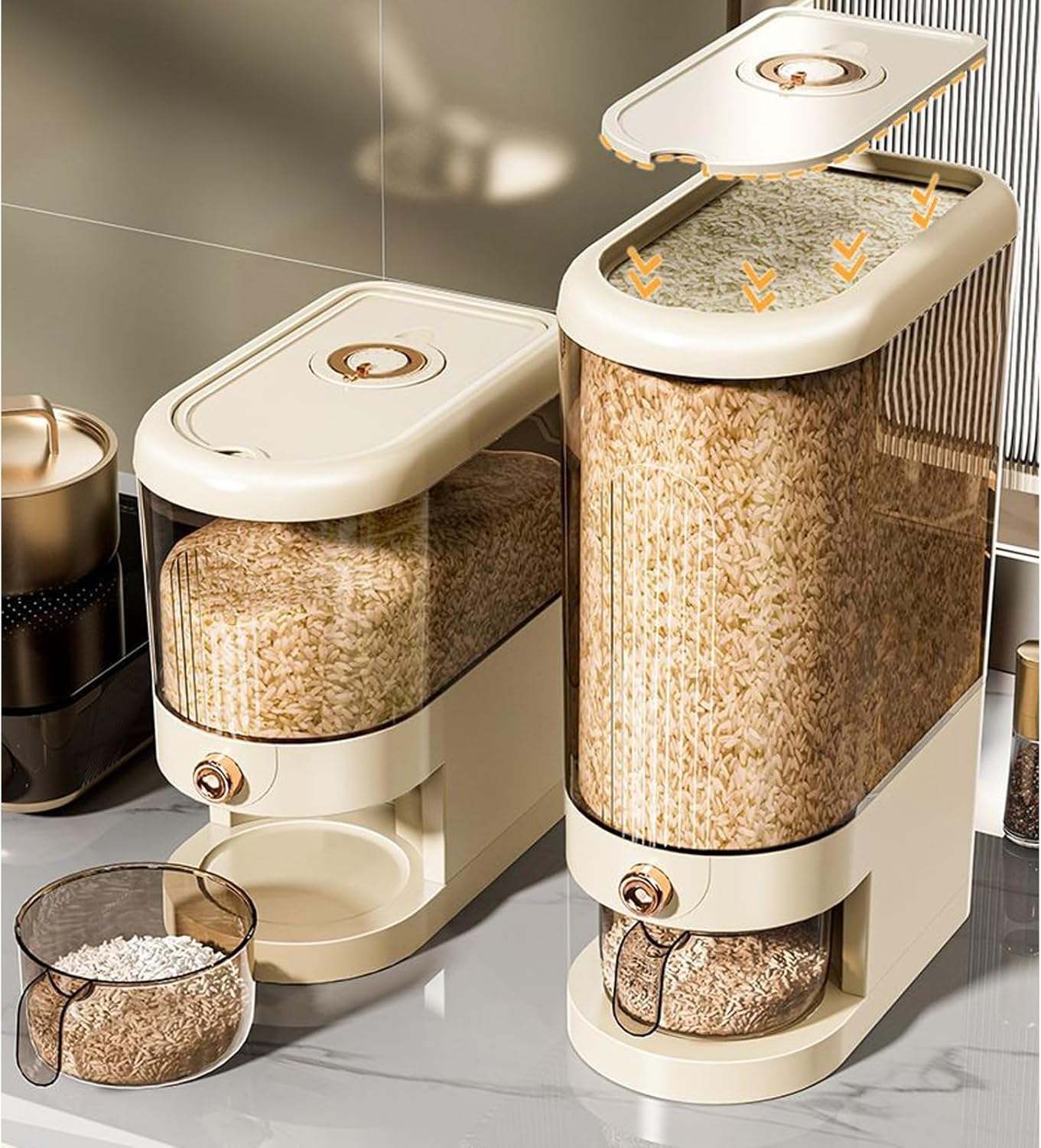 22LBS Rice Dispenser with Meas - Food Storage Large Plastic Containers 리뷰 및 가격