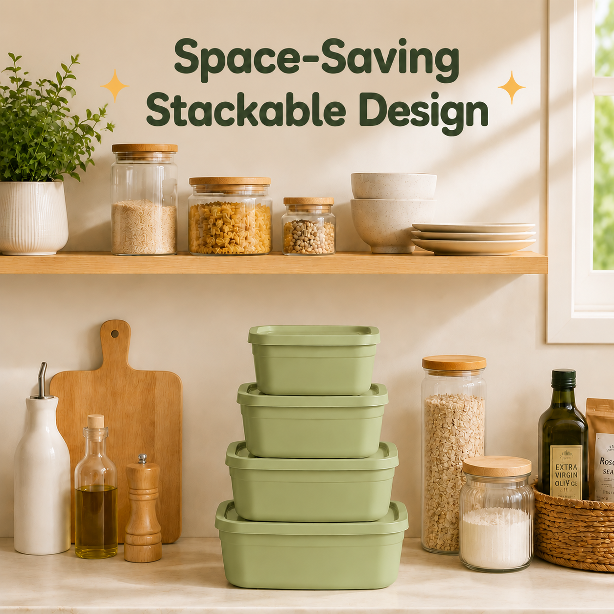 4Pcs Stackable Food Storage Co - Food Storage Kitchen Container Set 리뷰 및 가격