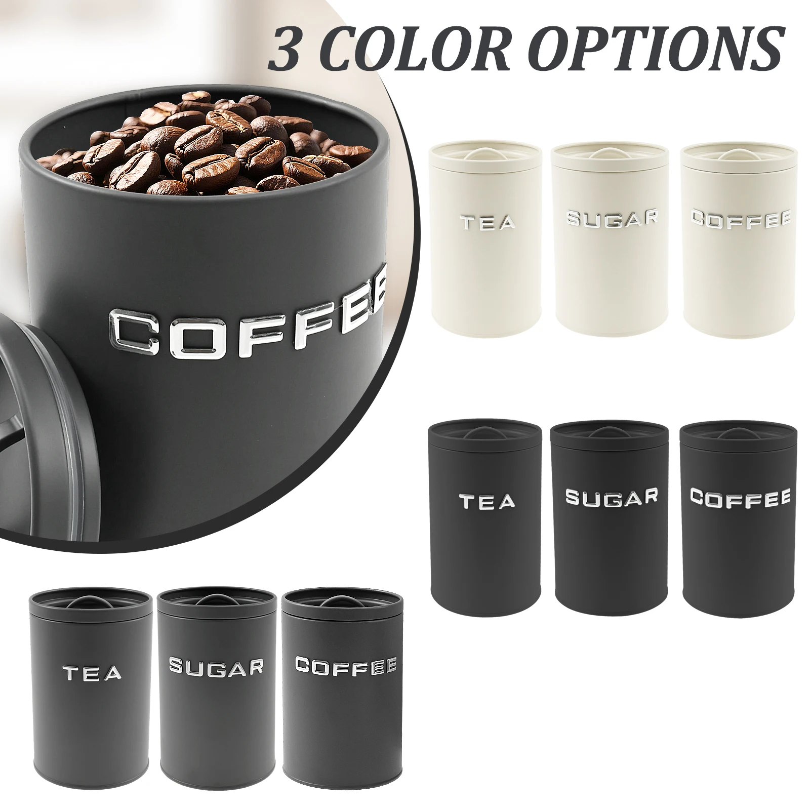 3 Pcs Tea Coffee Sugar Caniste - Food Storage Metal Box 리뷰 및 가격