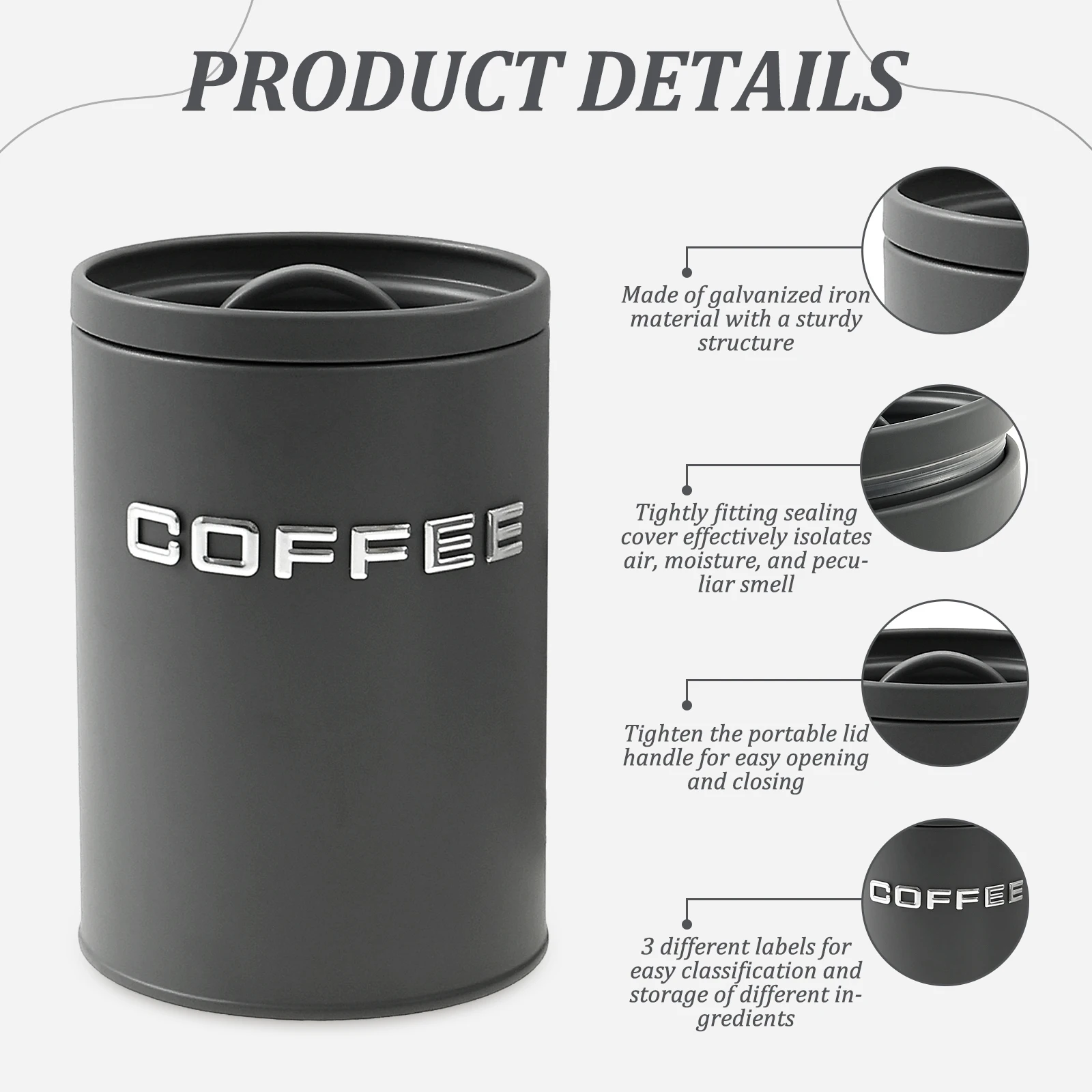 3 Pcs Tea Coffee Sugar Caniste - Food Storage Metal Box 리뷰 및 가격