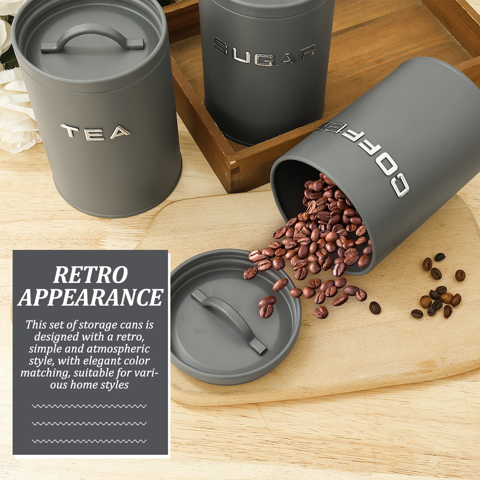 3 Pcs Tea Coffee Sugar Caniste - Food Storage Metal Box 리뷰 및 가격