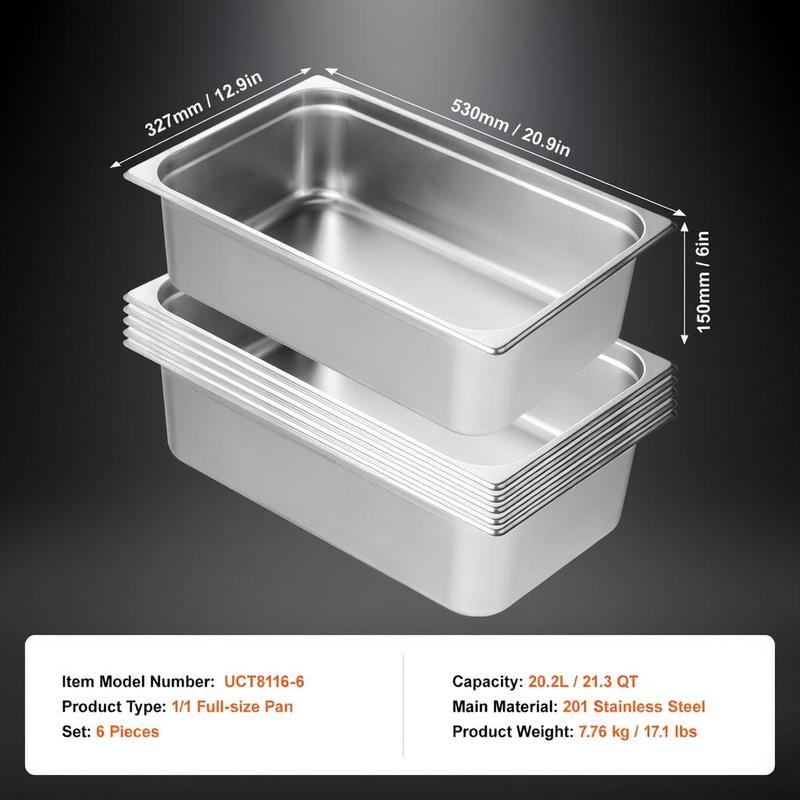 6 Pack Buffet Trays Full Size  - Food Storage In Stainless Steel 리뷰 및 가격