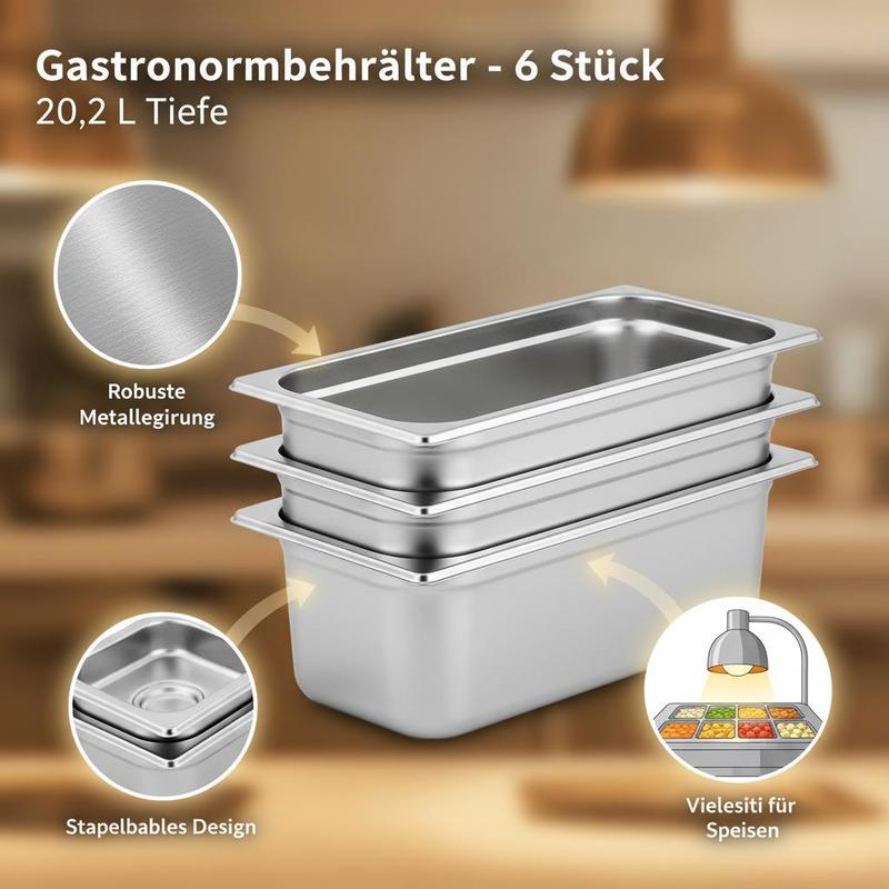 6 Pack Buffet Trays Full Size  - Food Storage In Stainless Steel 리뷰 및 가격